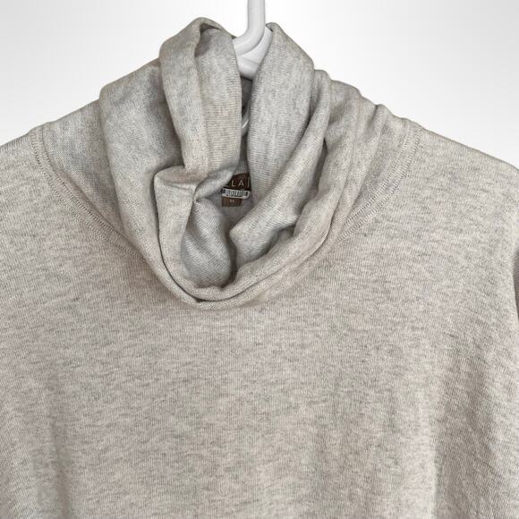 LILLA P Cotton Cashmere Women‎ Medium Gray Pink Blue Soft Turtle Cowl Zipper - Picture 3 of 8